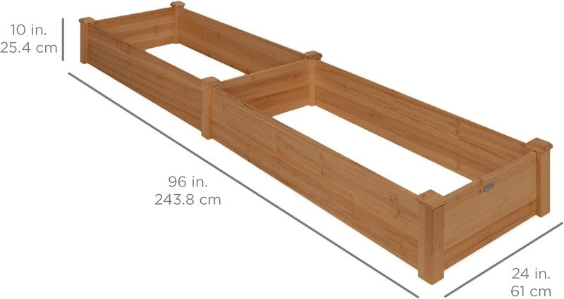 8FT Outdoor Wooden Raised Garden Bed Planter - Acorn Brown for Vegetables6