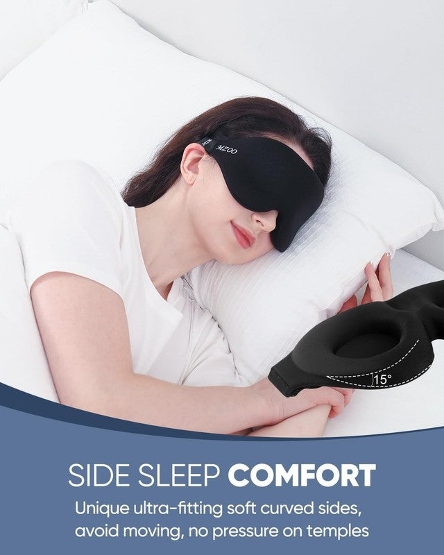 Luxury 3D Eye Mask for Side Sleepers, Zero Pressure, Light Blocking Black2