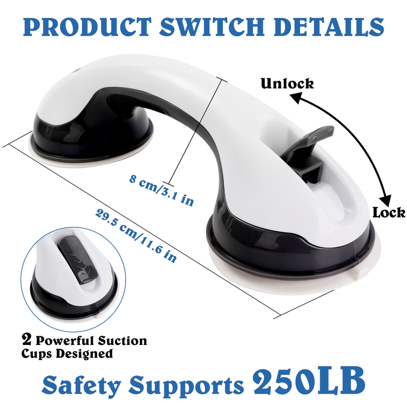 2 Pack Bathroom Grab Bars Shower Safety Handles Elderly Anti Slip Kit1