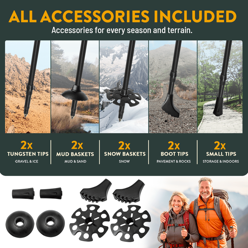Foldable Hiking Poles – Lightweight Adjustable Aluminum Trekking Poles Cork Grip3