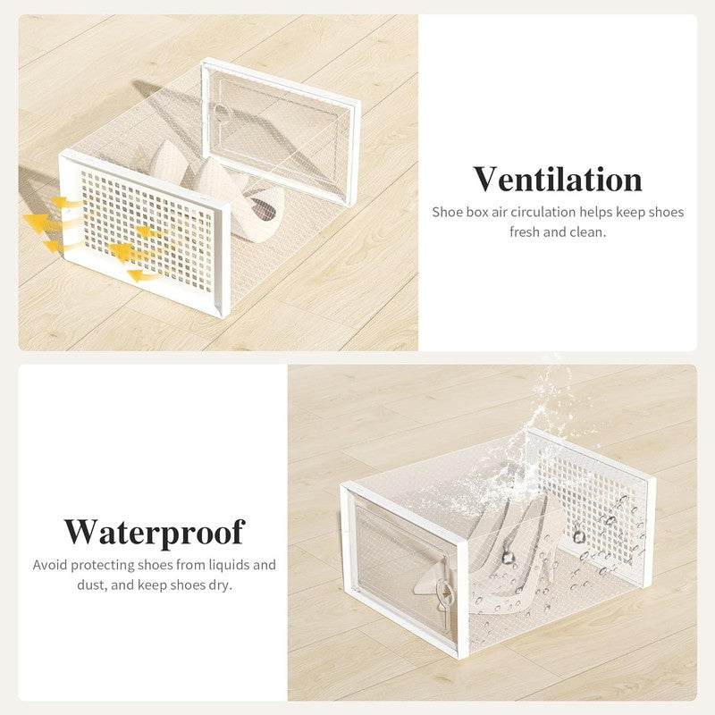 12 Pack X Large Clear Shoe Storage Boxes, Stackable Organizer Bins, White5