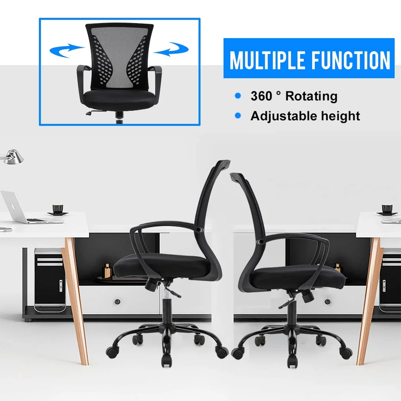 Ergonomic Office Chair with Lumbar Support & Adjustable Armrests - Black4