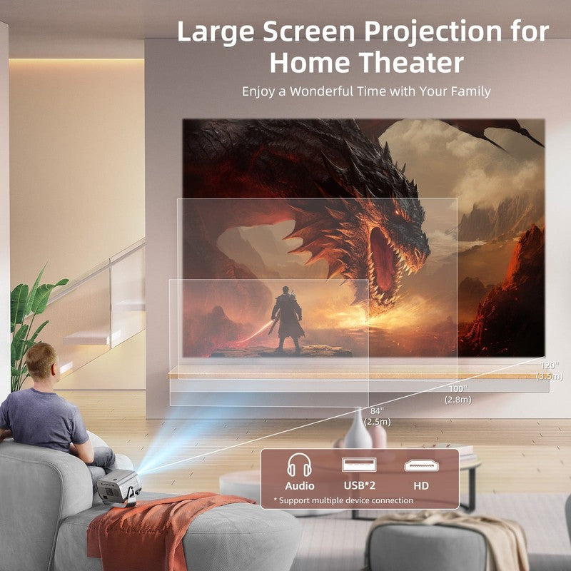 Smart Projector, Native 1080P with 4K Support, Wifi Bluetooth, Auto Focus, Keyst6