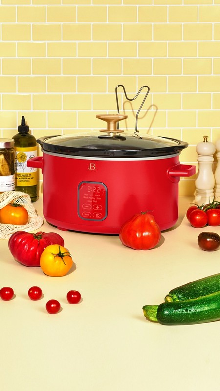 6 Qt Programmable Slow Cooker, Tomato Red by Drew Barrymore6