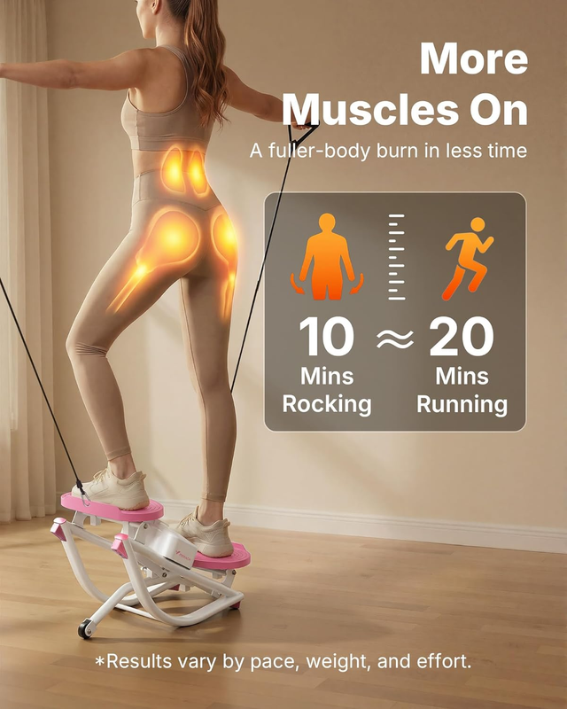 Rocking Stepper Exercise Machine 3D Motion Resistance Bands 330lb Capacity3