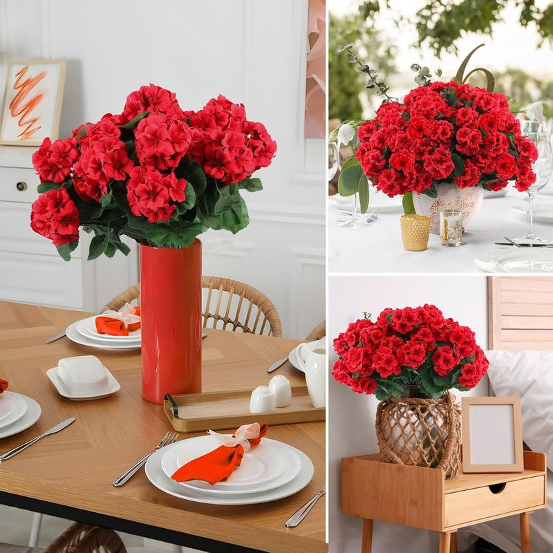6 Pcs Artificial Geranium Flowers for Outdoors Geranium Silk Red Flower Outdoor 7