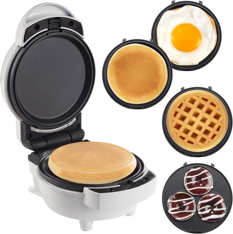 3 In 1 Mini Breakfast Maker  Make Eggs, Pancakes, Donuts, & Waffles and More in 4