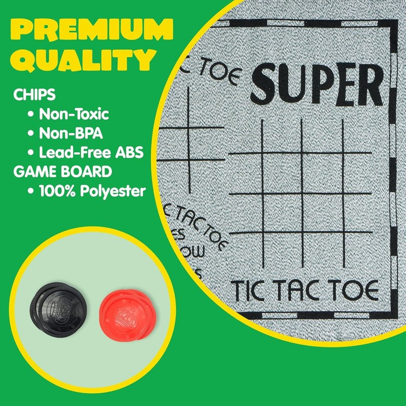 3-In-1 Vintage Giant Checkers, Tic, Tac, Toe, with Reversible Mat, 24 Chips, Fam5