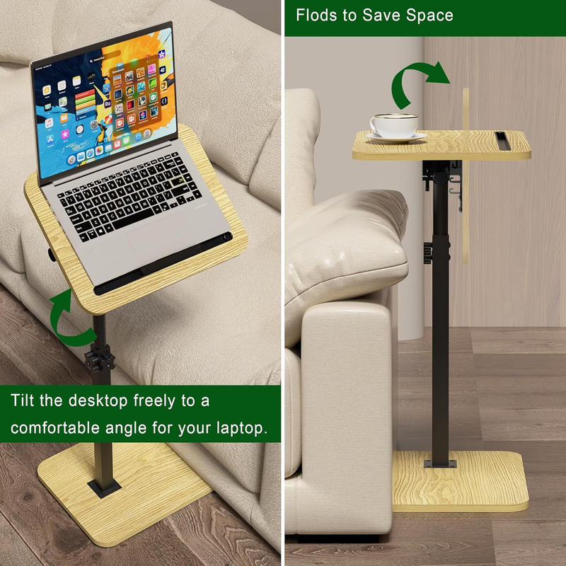 TV Tray C Sofa Swivel Adjustable Height Laptop Phone Tablet Holder Small Space6