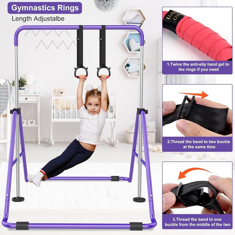Kids Gymnastic Bars Adjustable Folding Training Kip Bar Expandable Home3