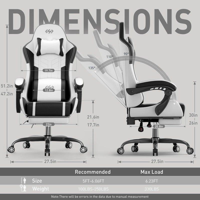 Gaming Chair with Pocket Spring Cushion, Gamer Chair with Lumbar Massage, Gaming4