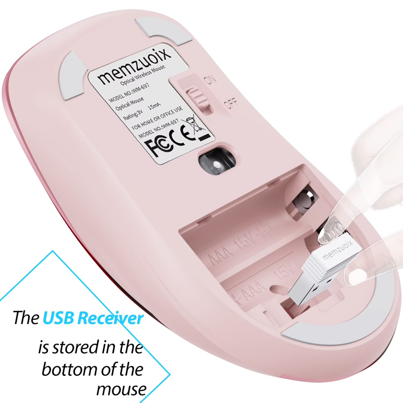 Pink Wireless Ergonomic Mouse 1400 DPI 5 Button USB Nano for PC Laptop Mac7