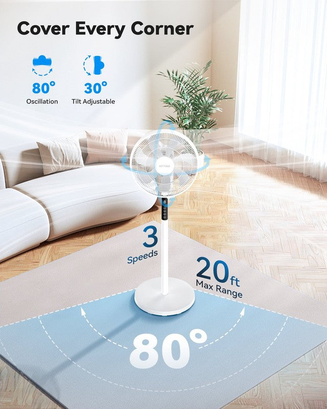 Oscillating Pedestal Fan, 7 Blades 3 Speeds 9H Timer Standing Floor Fan with Rem6