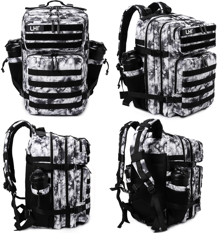 Military 45L Tactical Backpack Black White MOLLE 3 Day Assault Pack Bag2