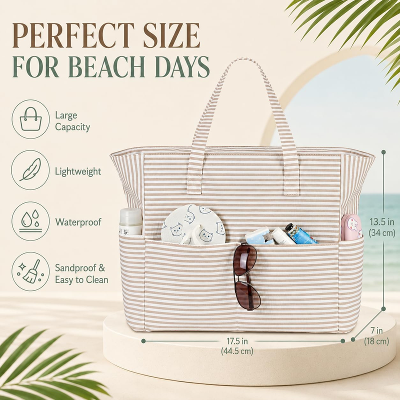 Large Waterproof Beach Tote Sandproof Pool Bag Travel Gym Grocery6