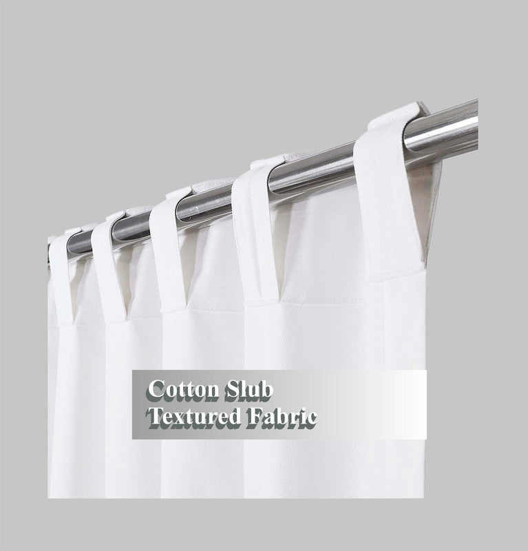 Set of 2 Reverse Tab Top Cotton Slub Duck Window Panels 50x84 White2