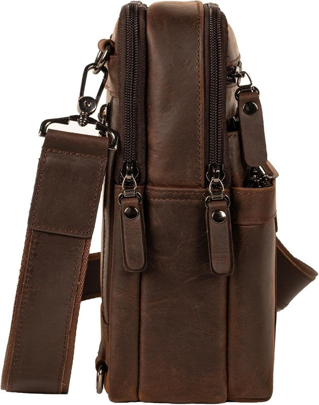 Leather Messenger Bag Men Small Sling Shoulder Crossbody Man Purse Pack4