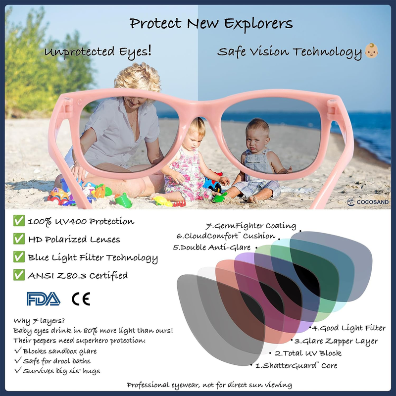 Polarized Baby Sunglasses UV400 Flexible Strap Infant Toddler 0 24 Months3