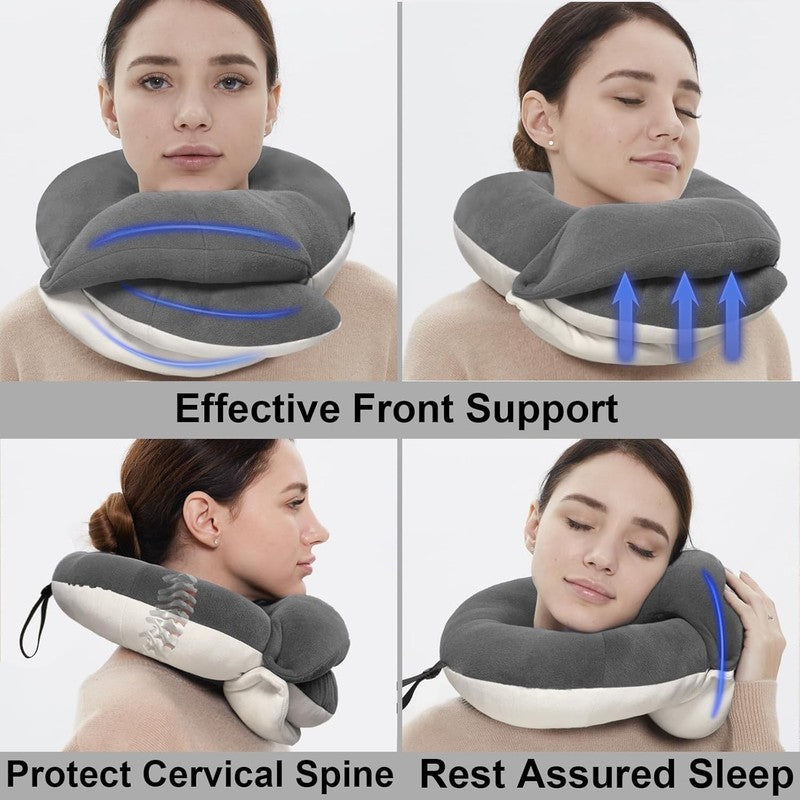 360° Travel Neck Pillow Kit w/ Eye Mask, Earplugs & Bag – Grey Adult1