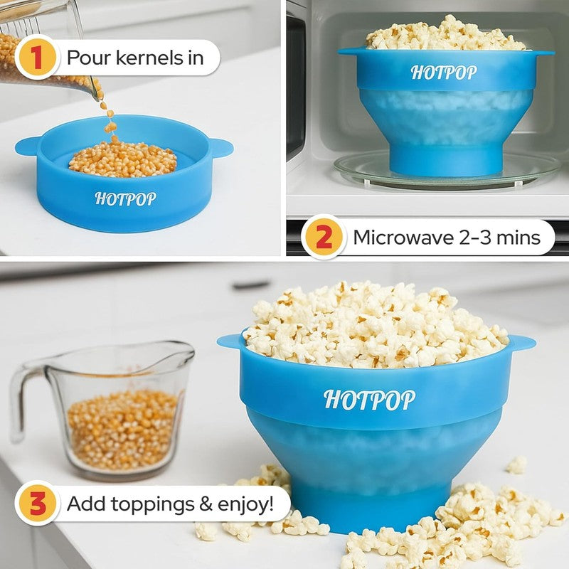 The Original  Microwave Popcorn Popper, Silicone Popcorn Maker, Collapsible Bowl2