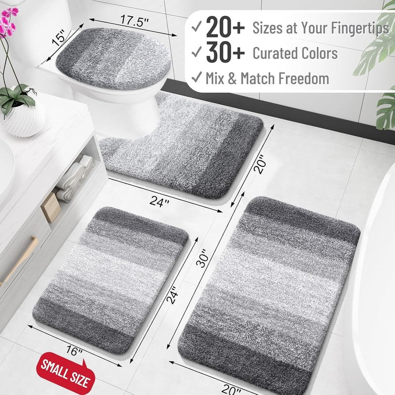 Soft Microfiber Bath Rug 30x20 - Absorbent, Quick Dry, Rubber Backing, Grey1