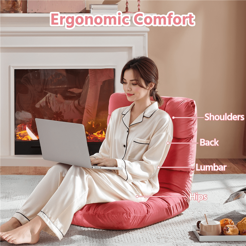 Floor Folding Gaming Sofa Chair with 14 Adjustable Positions, Pink4