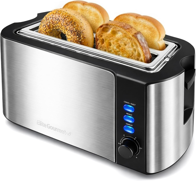 ECT 3100 4 Slice Long Slot Toaster Wide Slots Warming Rack Stainless11