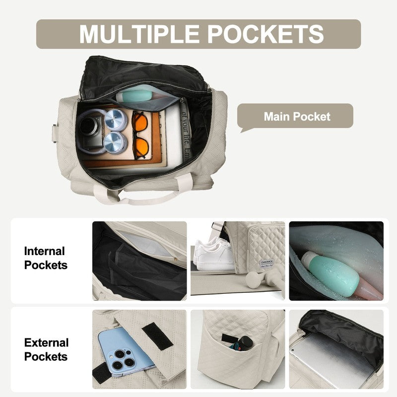 Travel Duffle Bag for Women Men, Weekender Overnight Bags Carry on Gym Bag with3