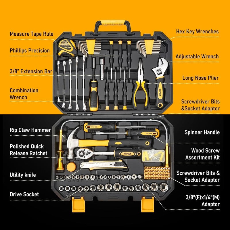 159 Piece Tool Box, Tool Set for Mechanic and Car, General Household Home Tool K2