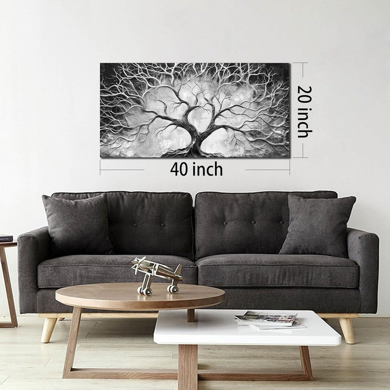Modern Black and White Tree Wall Art for Living Room or Bedroom 20" X 40"6