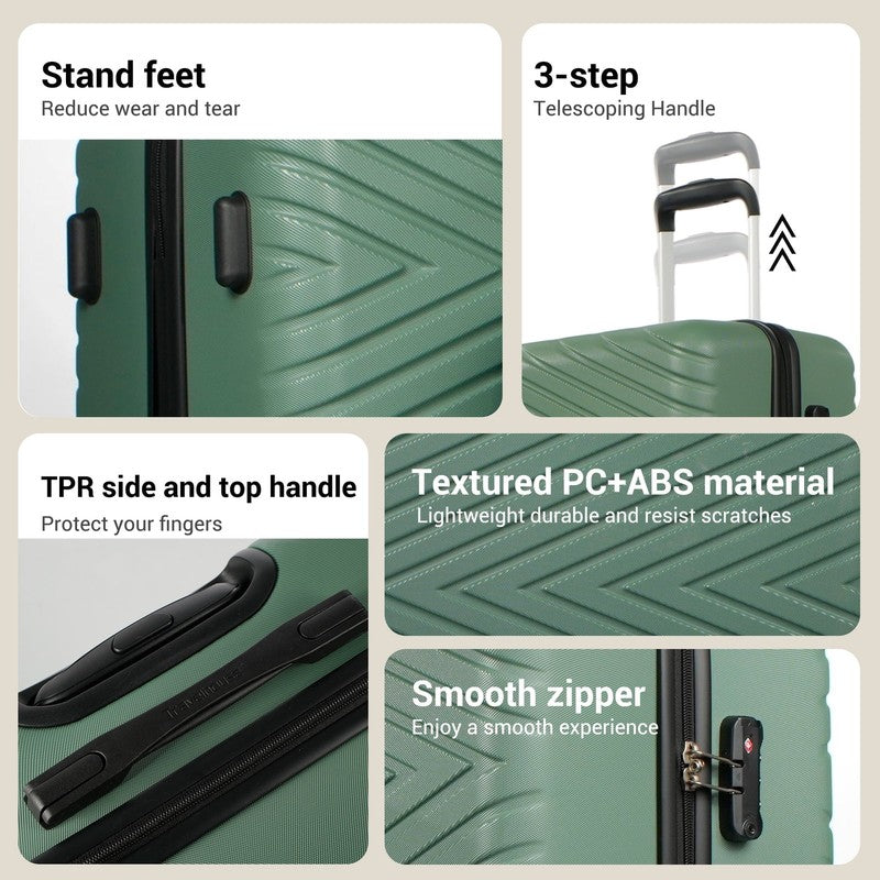 4 Piece Hardshell Luggage Set Hardside Lightweight Suitcase with TSA Lock Spinne1