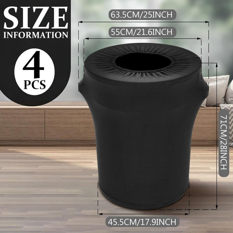4 Pcs 32 Gal Trash Can Spandex Covers Black Stretch Fit for Round Bins1