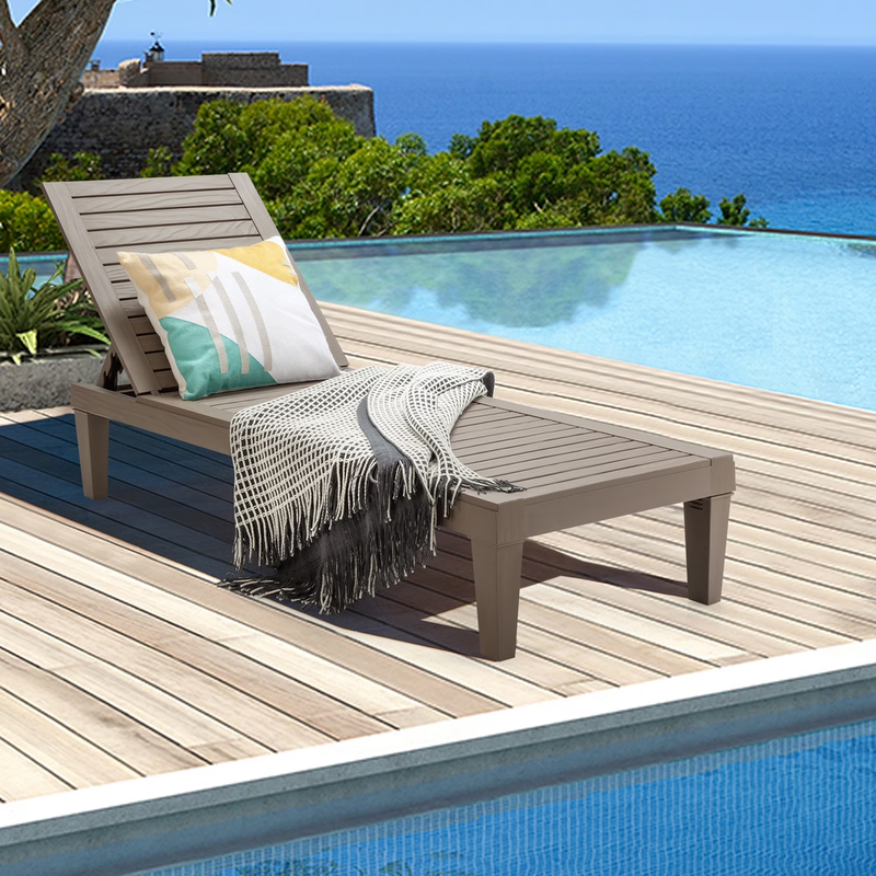 Patio Outdoor Chaise Lounge Chair Recliner W/ Adjustable Backrest Brown10