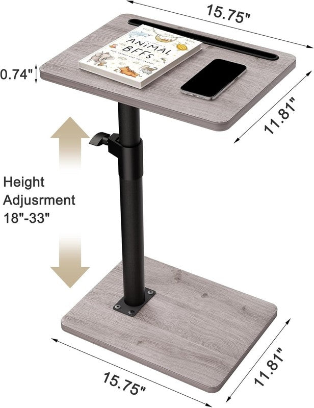 360° Swivel Adjustable Sofa Arm Tray Table Gray Side Table1