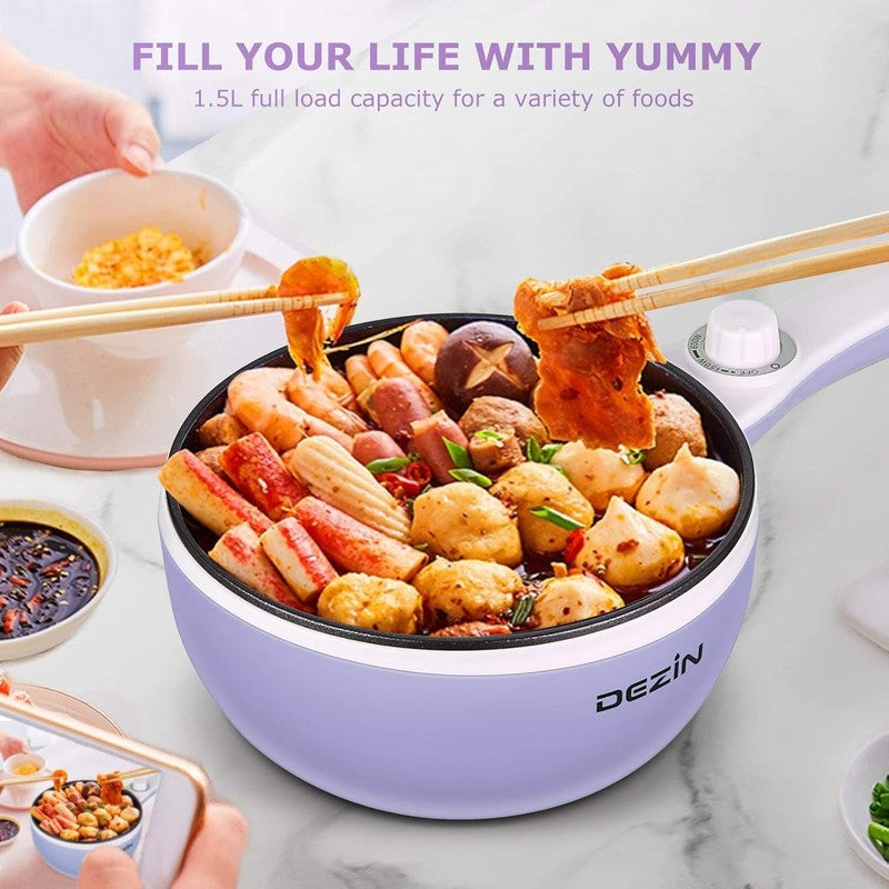 1.5L Electric Hot Pot Mini Non Stick Sauté Pan Portable Adjustable Power8