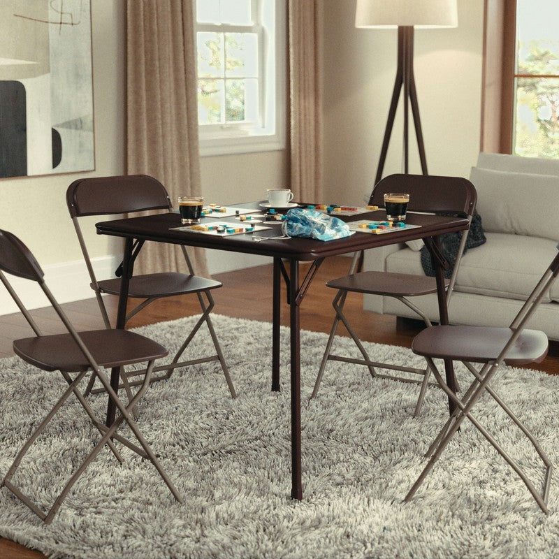 Vinyl Covered Padded Folding Card Table for Game Rooms and Banquets, Brown11