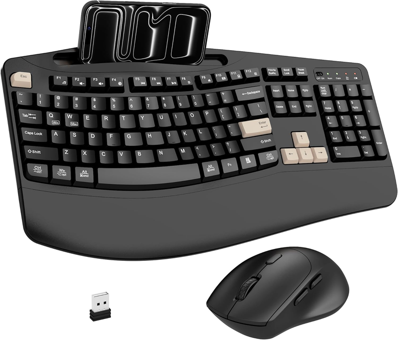 Wireless Keyboard Mouse Set Wrist Rest Silent 6 Button Mouse Black9