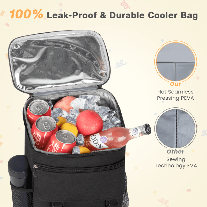 35 Can Cooler Backpack Insulated Leakproof Thermal Travel Bag Black4