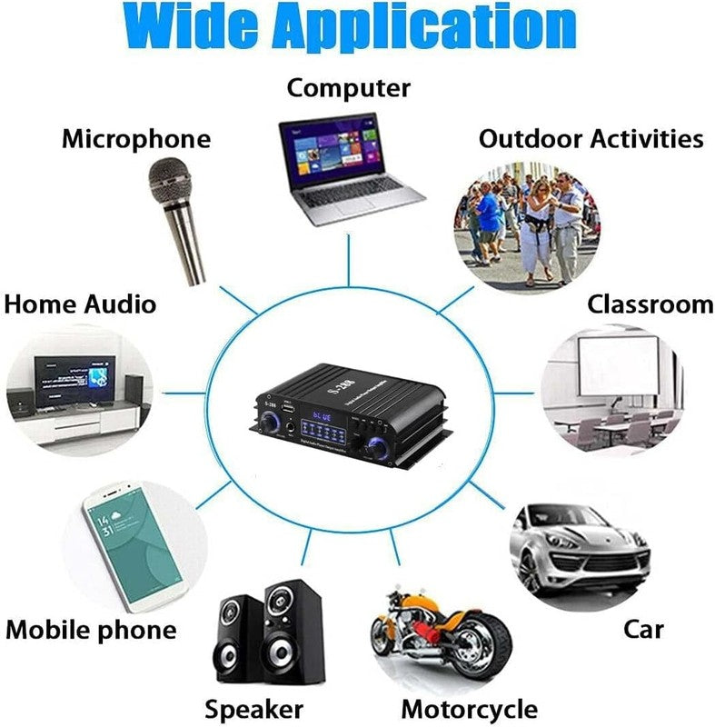 4 Ch Bluetooth 5.0 Stereo Amplifier 50Wx4 USB SD FM Class D Home Audio5
