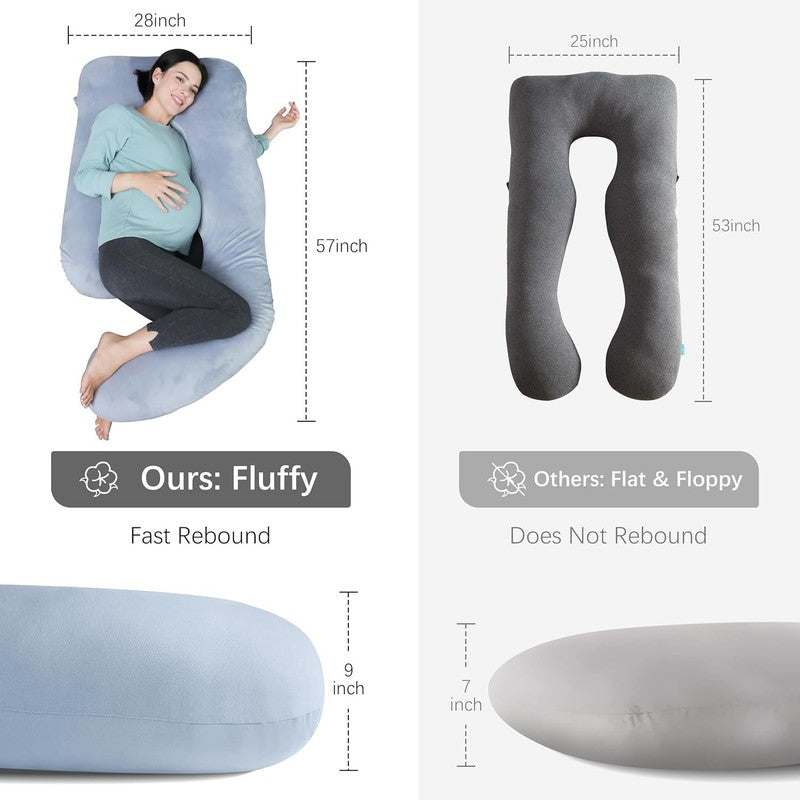 U Shaped Pregnancy Maternity Pillow 57" Full Body Sleep Support Grey6