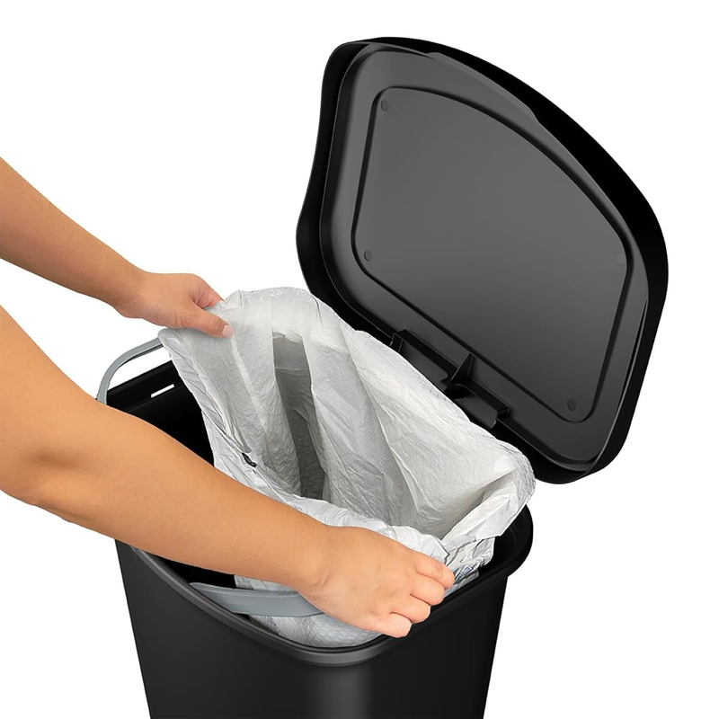 13 Gallon Trash Can Clorox Odor Protection Step Pedal Kitchen Bin Black3