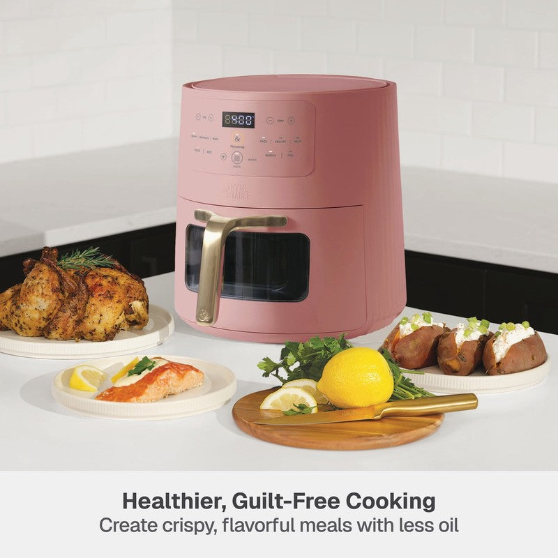 6QT Air Fryer with Thymecrisp Ceramic Nonstick Basket Faded Rose4