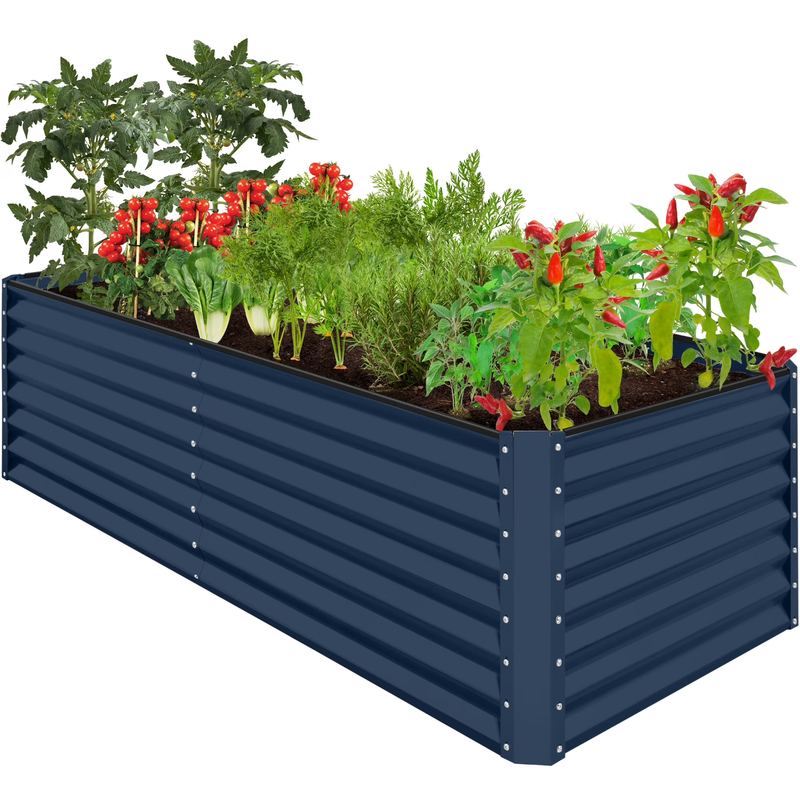 8X4X2Ft Outdoor Metal Raised Garden Bed, Planter Box for Vegetables, Flowers, He11