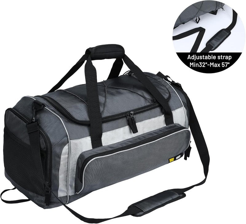 60L Large Gym Duffle Bag w/ Shoe Compartment Lightweight Sports Travel Grey4