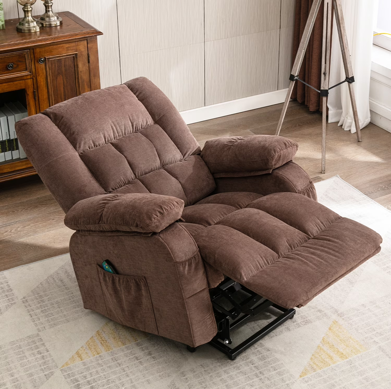 Power Lift Recliner Chair Heat Massage USB Port Infinite Position Brown7