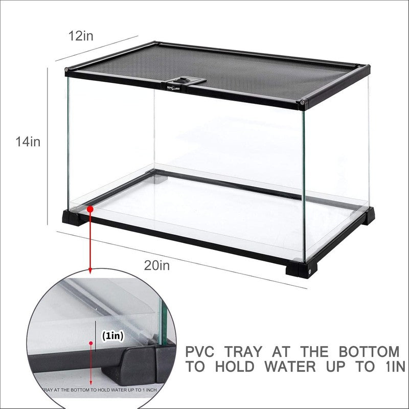 15 Gal Glass Reptile Tank Medium Terrarium w/ Top Screen Vent for Gecko Snake1