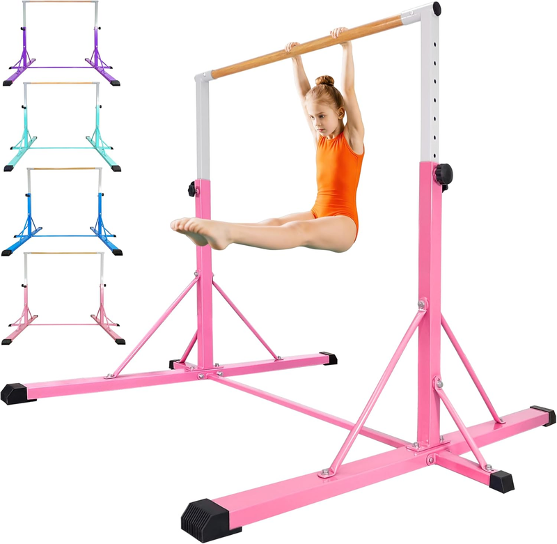 Kids Gymnastics Bar 35"-60" Adjustable Kip Bar 4FT Base Home Training9