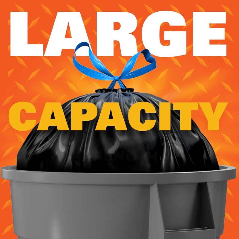 Strong Extra Large Trash Bags, Black, 33 Gallon, 48 Count5