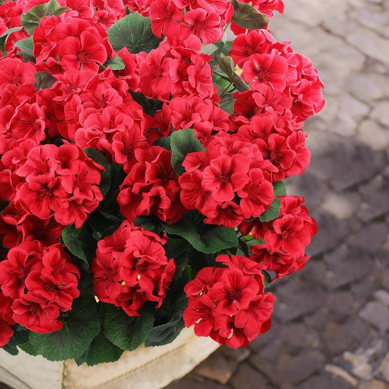 6 Pcs Artificial Geranium Flowers for Outdoors Geranium Silk Red Flower Outdoor 6