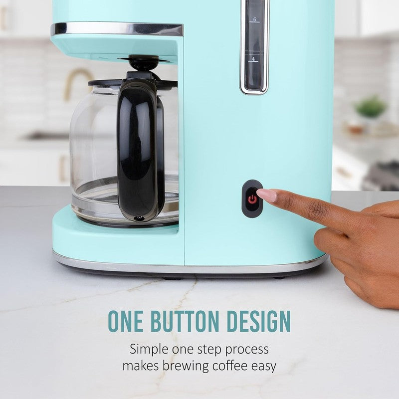 Retro 10 Cup Coffee Maker One-Touch Drip Brew Aqua 50oz Carafe5
